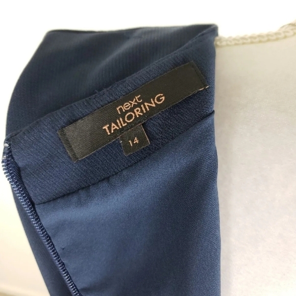 NEXT Tailoring~Woman Size 10 (UK 14)~Navy Blue Academia Belted Dress Fully Lined - Picture 2 of 13